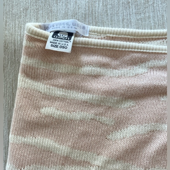 Joan Vass USA Scarf Reversible Pink/ Cream Stripes Cotton - Picture 7 of 8